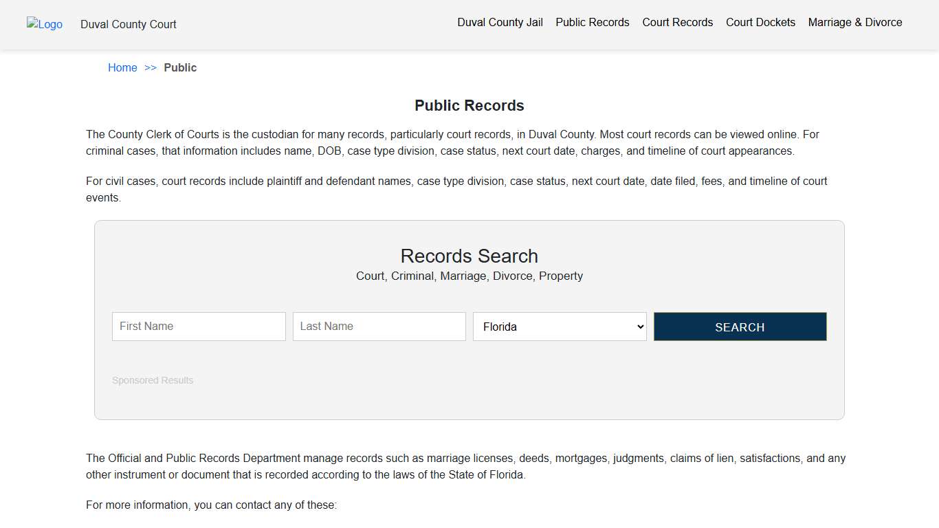 Public Records Duval FL County Court