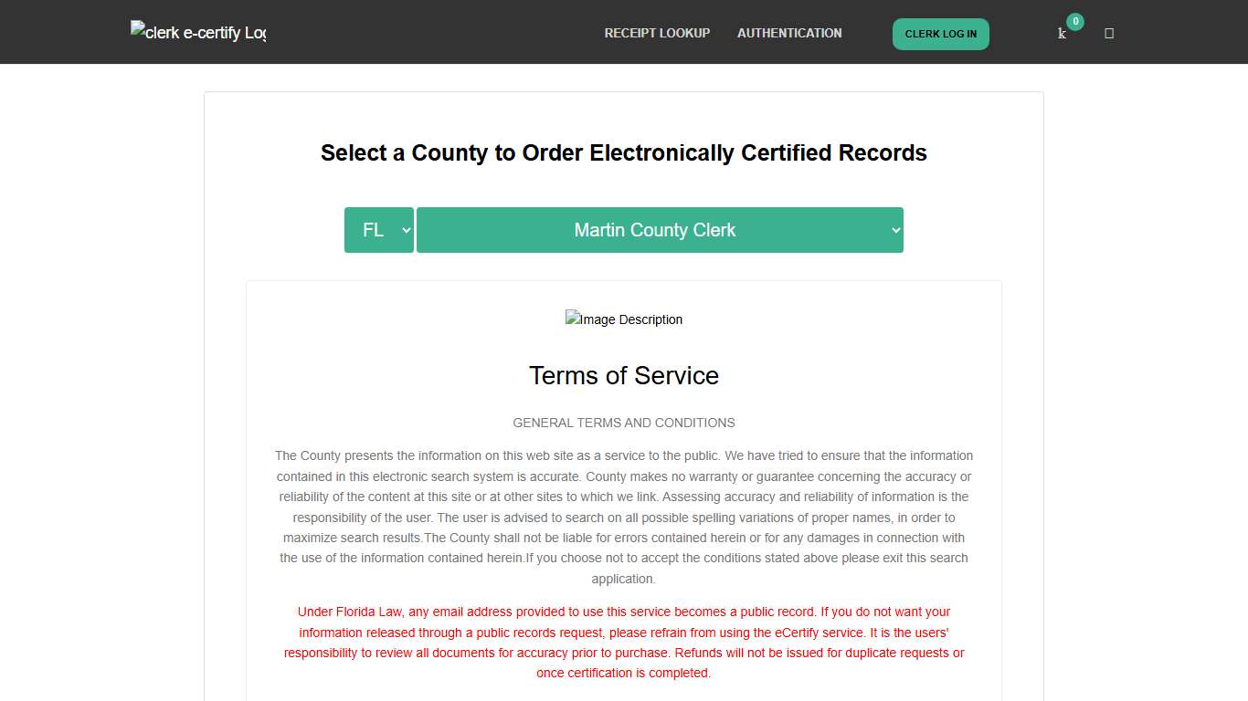 Clerk E-Certify: Order Official Records